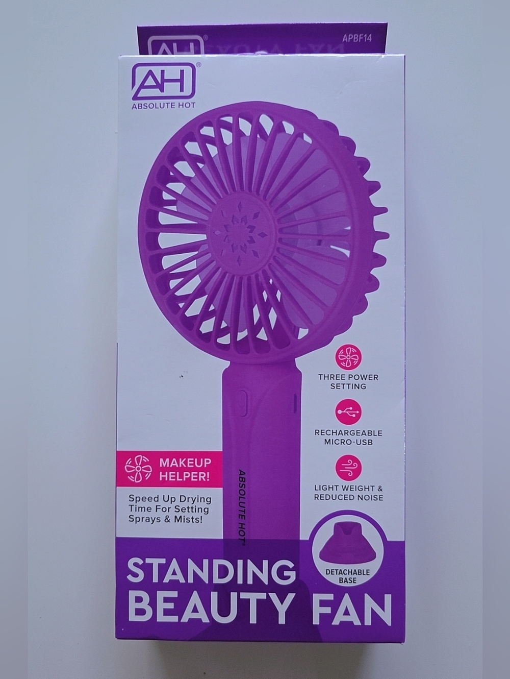 Purple Standing Beauty Fan - Portable Rechargeable Makeup Helper